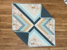 Load image into Gallery viewer, Blue and beige sugar pop baby quilt
